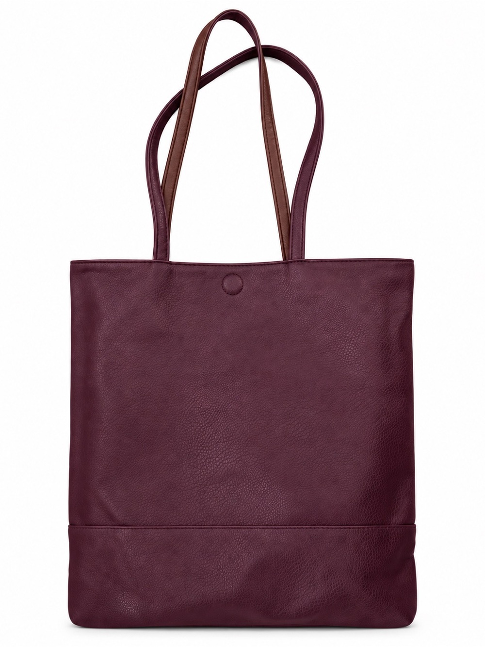 Reversible Leather Tote Bag in Deep Plum/Camel